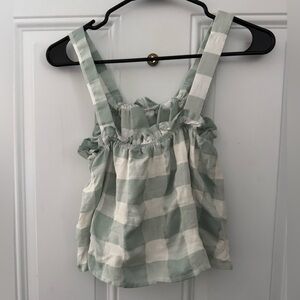 Checkered Green and White Women's Tank Top